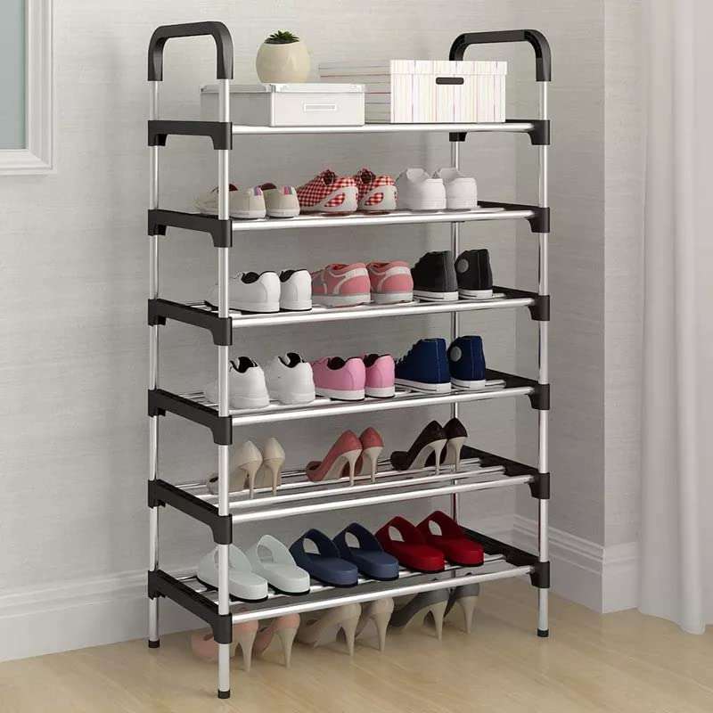 6 Layer Shoe Storage Organizer Rack - Black