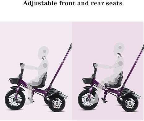 Kids Purple Trike Bike With Parent Steering Push Handle