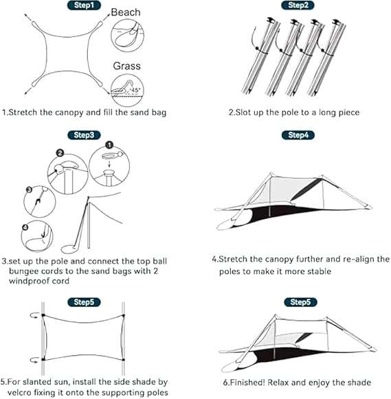300 cm x 300 cm Stretch Tent for Beach and Picnics