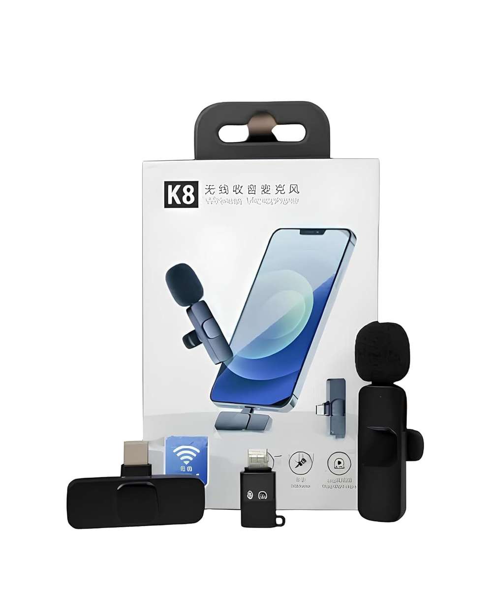 2-in-1 K8 Wireless Clip Microphone  Portable Mini Mic with Universal Type-C for All Devices