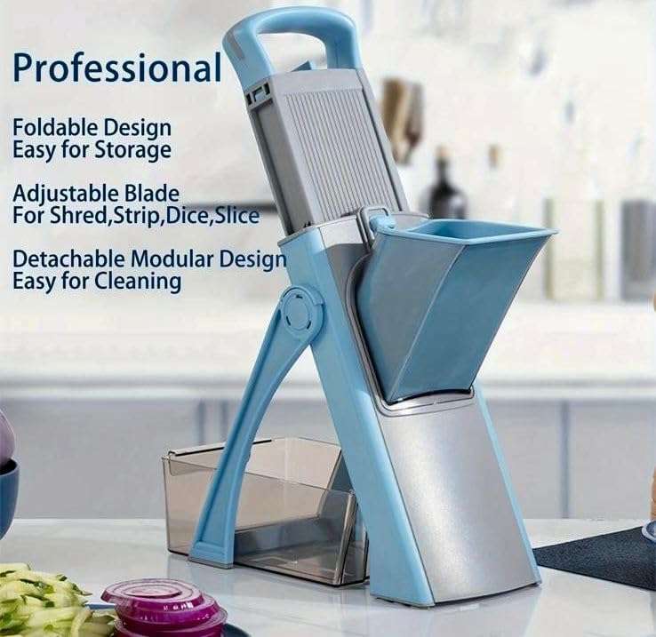 Vegetable Slicer, Multifunctional Veg Chopper with 4 Cutter Modes Adjustable Thicknesses, Slicer, D