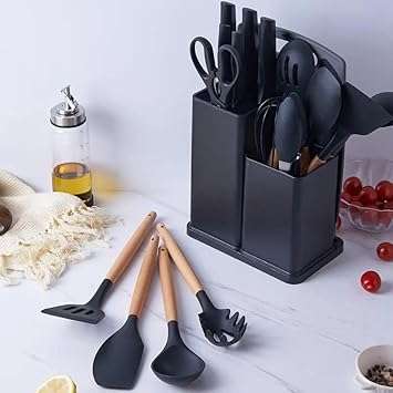 19-Piece Non-Toxic Silicone Cooking Utensils Set with Holder
