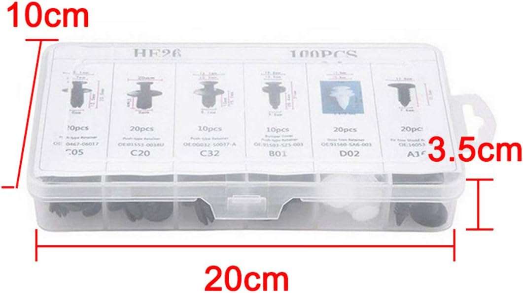 100pcs HE26 Multi-Model Universal Interior Trim Panel Fixed Buckle with Single Layer Plastic Box