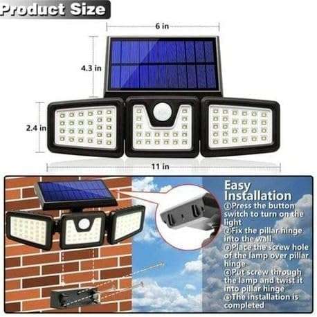 SPLIT SOLAR TRIPLE HEAD WALL LIGHT - FL-1725A