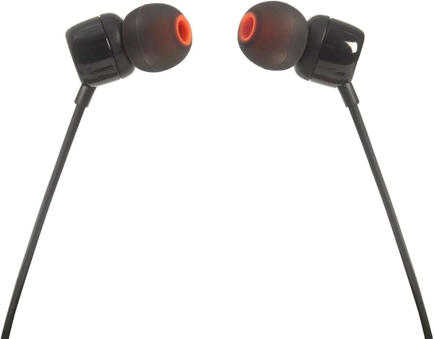 Type C Earphones kit by JBL - T110 in ear earphone with Adaptor - Black