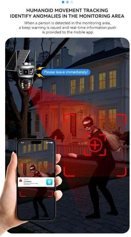Dual Lens 2 Screens 4G Solar Powered Security Camera