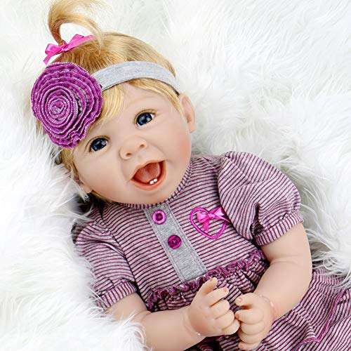 Aori Reborn Baby Doll 22 Inch Handmade Realistic Laughing Baby Doll with Teddy Bear Set for Girls...