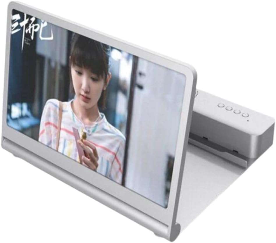 12-Inch Phone Screen Magnifier with Bluetooth Speaker (White)  6D HD Mobile Screen Enlarger