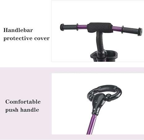 Kids Purple Trike Bike With Parent Steering Push Handle