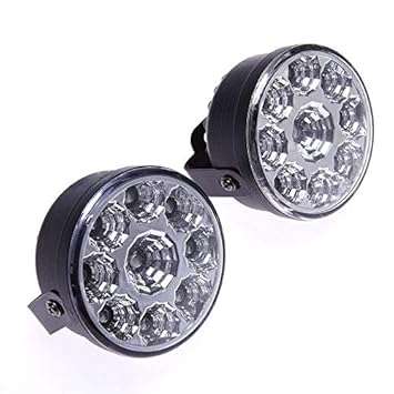 2pcs 9LED Round Car Fog Lamp Driving Daytime Running Lights Head Light White