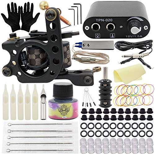 Autdor Tattoo Kit - 108Pcs Complete Tattoo Machine Kit Including Coils Tattoo Machine Gun Tattoo ...