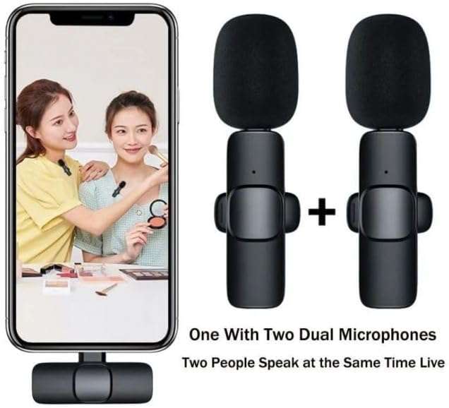 K9 Wireless Dual Lavalier Microphone Portable Audio Video Recording