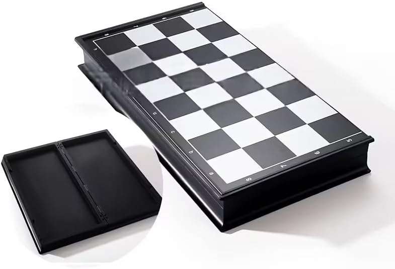 Magnetic Chess Set, Portable Folding Board Game with Black and White Pieces