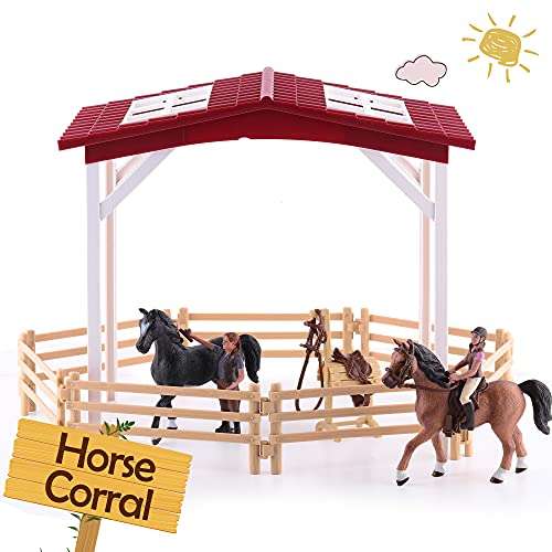 iPlay, iLearn Farm Animal House Toys, Kids Barn Set, Farmhouse Country Playset W Horse Stable, Ba...