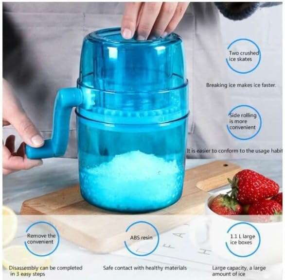 Portable Manual Ice Crusher Machine for Cocktails, Smoothies, and Shaved Ice