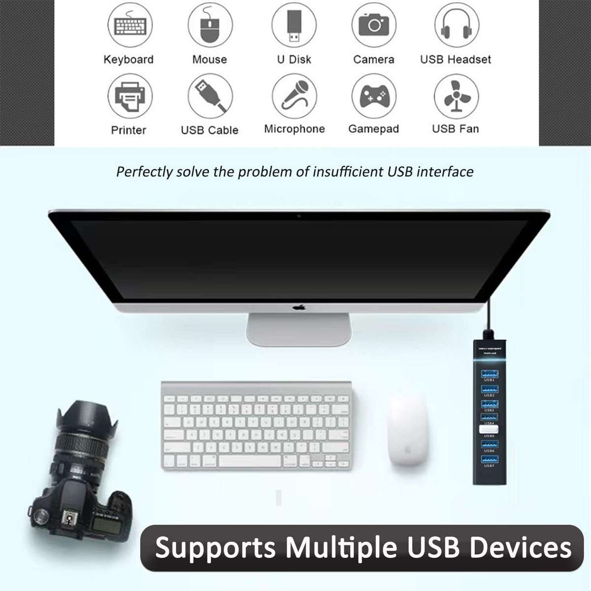 USB Hub 3.0, VIENON 7-Port USB Data Hub Splitter for Laptop, PC, MacBook, Mac Pro, Mac Mini, iMac
