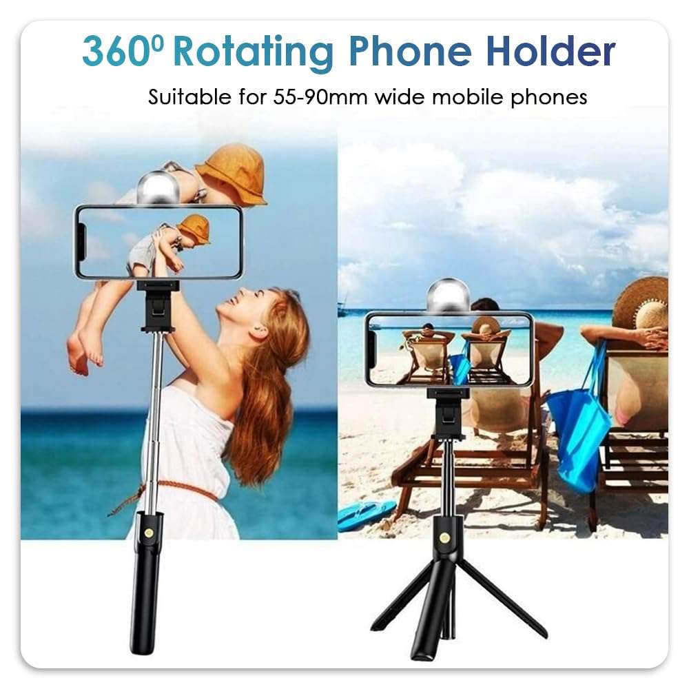 Wireless Selfie Stick Integrated Tripod  Bluetooth Remote