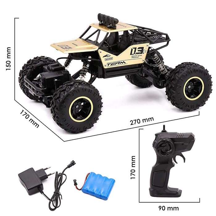 SVE 1:16 Rechargeable Rock Crawling 4WD 2.4 Ghz 4x4 Rally Car Remote Control Monster Truck - Gold