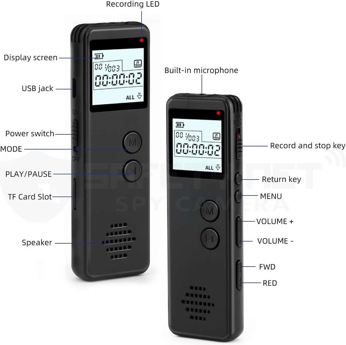 One Touch High Quality Digital Voice Recorder
