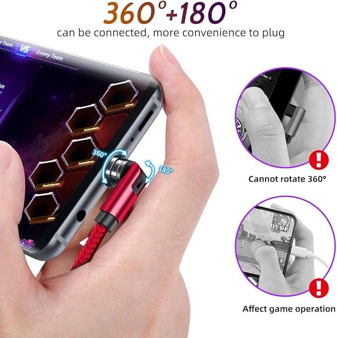 540° Rotating Magnetic Charging Cable  3 in 1 USB C Magnetic Phone Charger Cable 2.4A Fast Charge 1m