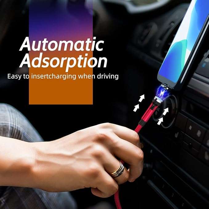 540° Rotating Magnetic Charging Cable  3 in 1 USB C Magnetic Phone Charger Cable 2.4A Fast Charge 1m