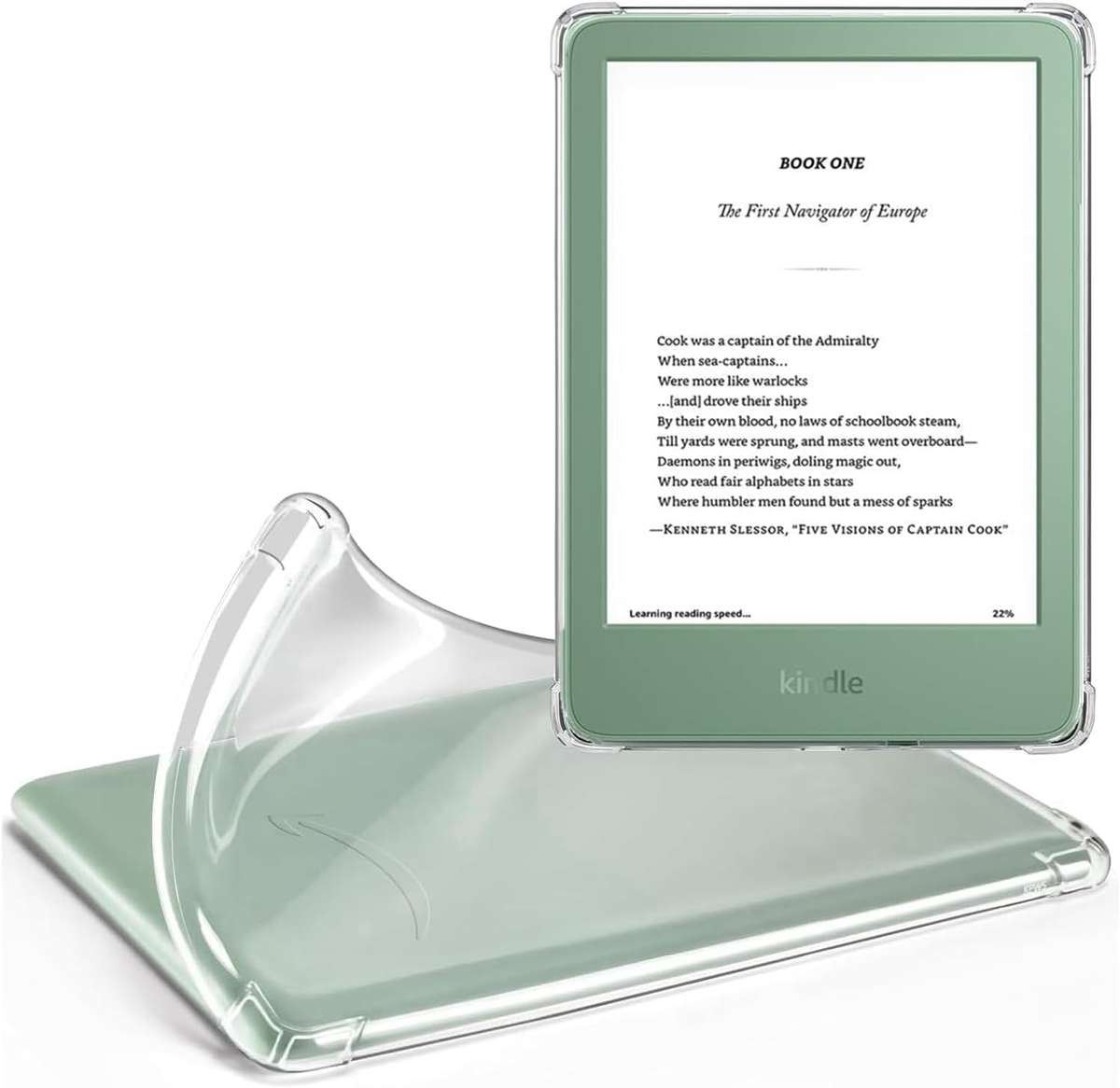 Amazon Kindle 2024 Bundle (Matcha 6" Kindle Gen 11 + CAWA Clear Cover) -NO ADS-