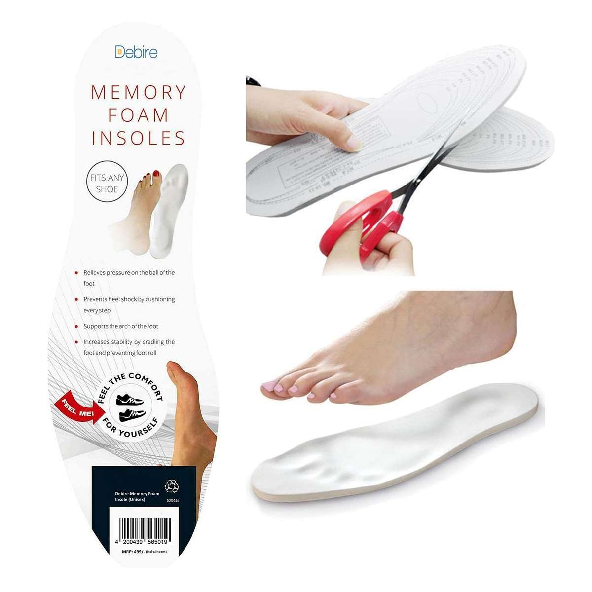 Memory Foam Insoles White 1 Pair Unisex Shoe Pad Insoles - Men & Women Discover instant comfort
