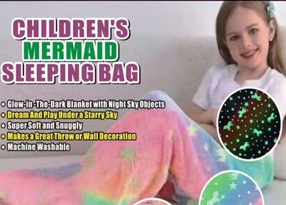 Children`s Mermaid Tail Soft Blanket Sleeping Bag - Mixed Colors