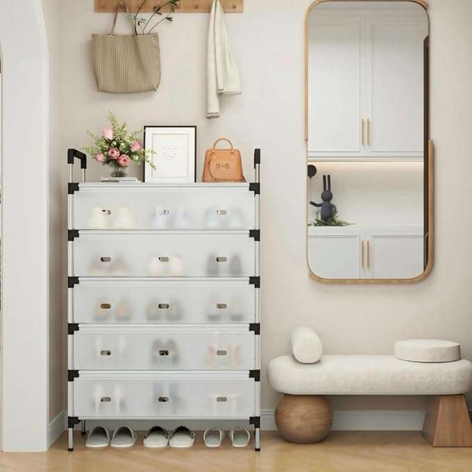 8-Tier Shoe Rack with Layer Covers Sturdy and Space-Saving Shoe Organizer