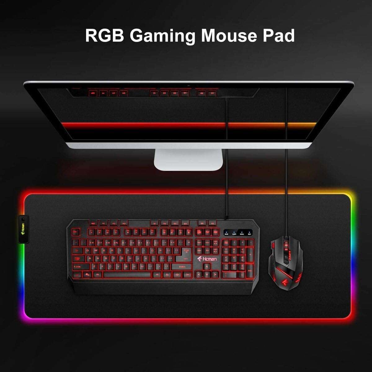 AOAS GAMING MOUSE PAD with AMBIENT RGB LIGHTING, WATERPROOF DESIGN - S4000