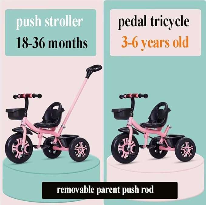 Kids trikes with Parent Push Rod (PINK)