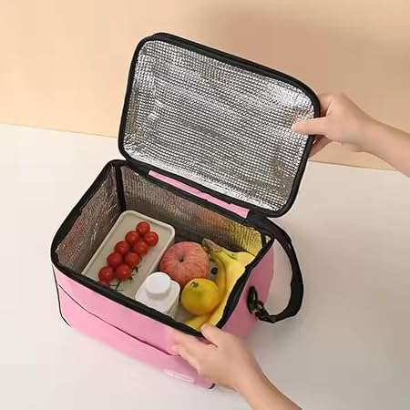 Thermal Foil Insulated Square Lunch Cooler Bag -With Strap