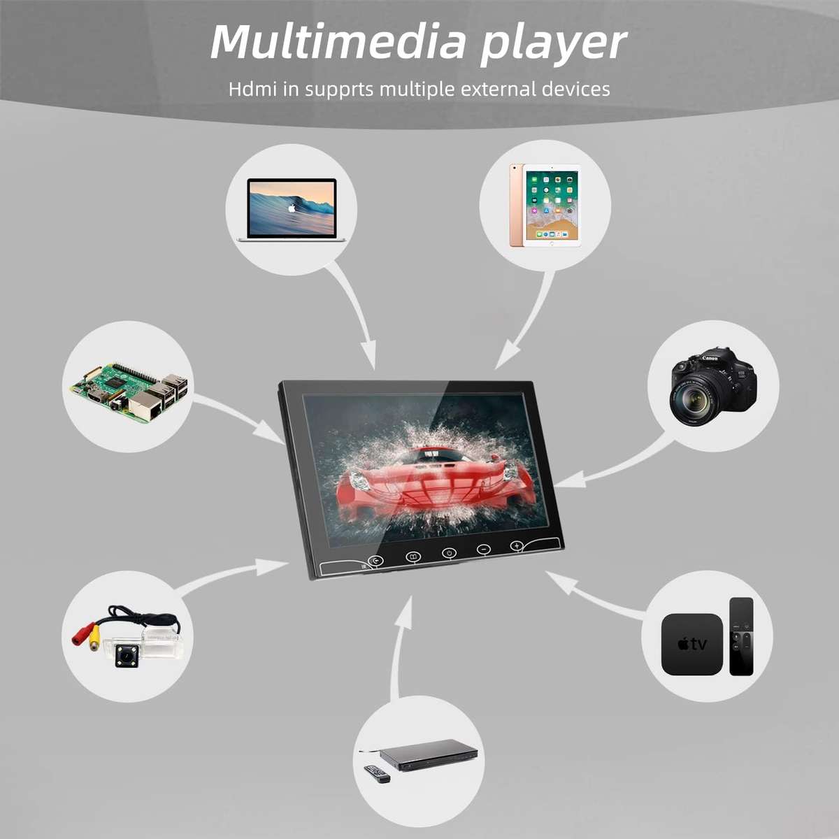 10.1 TFT/LED Digital Display Monitor 1024x600 ( black)