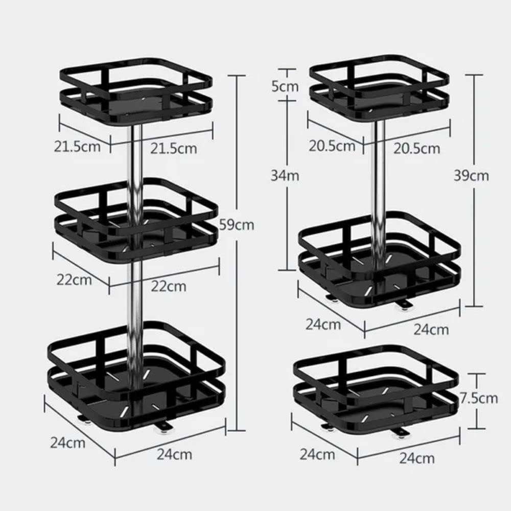 2 Tier Square Rotating Kitchen Storage Spice Organiser Rack
