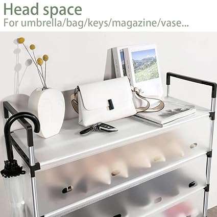 Stainless Steel Shoe Organizer - 4-Shelf, Sturdy & Durable Free Standing Shoe Rack for Entryway & Ou