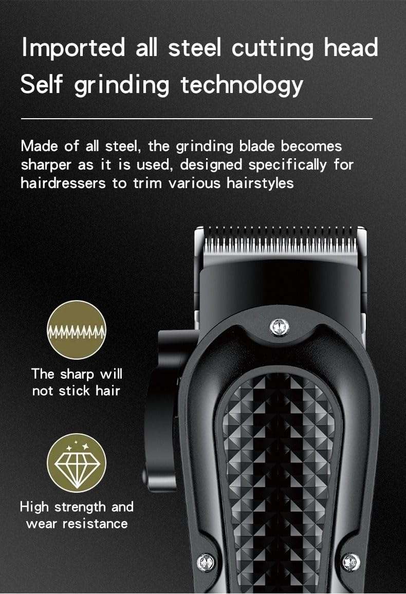 GW Professional Hair Clipper with LCD Display, 4 Guide Combs, USB Rechargeable, Cleaning Brush Inclu
