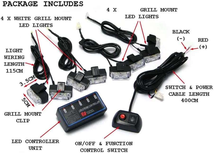 8 x Grill Clip-On Emergency Strobe Warning Lights  Yellow