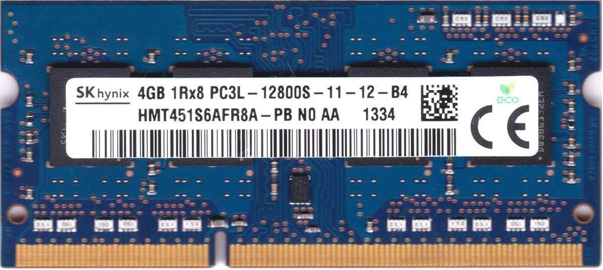 Hynix HMT451S6AFR8A-PB 4GB PC3-12800 DDR3-1600MHz non-ECC Unbuffered CL11 204-Pin SoDimm Laptop RAM
