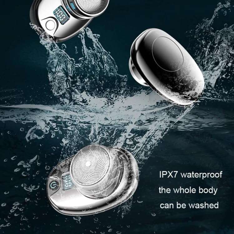 Digital Electric Shaver with LED Display, Rotary Blade Design, Black and Silver, Portable Device