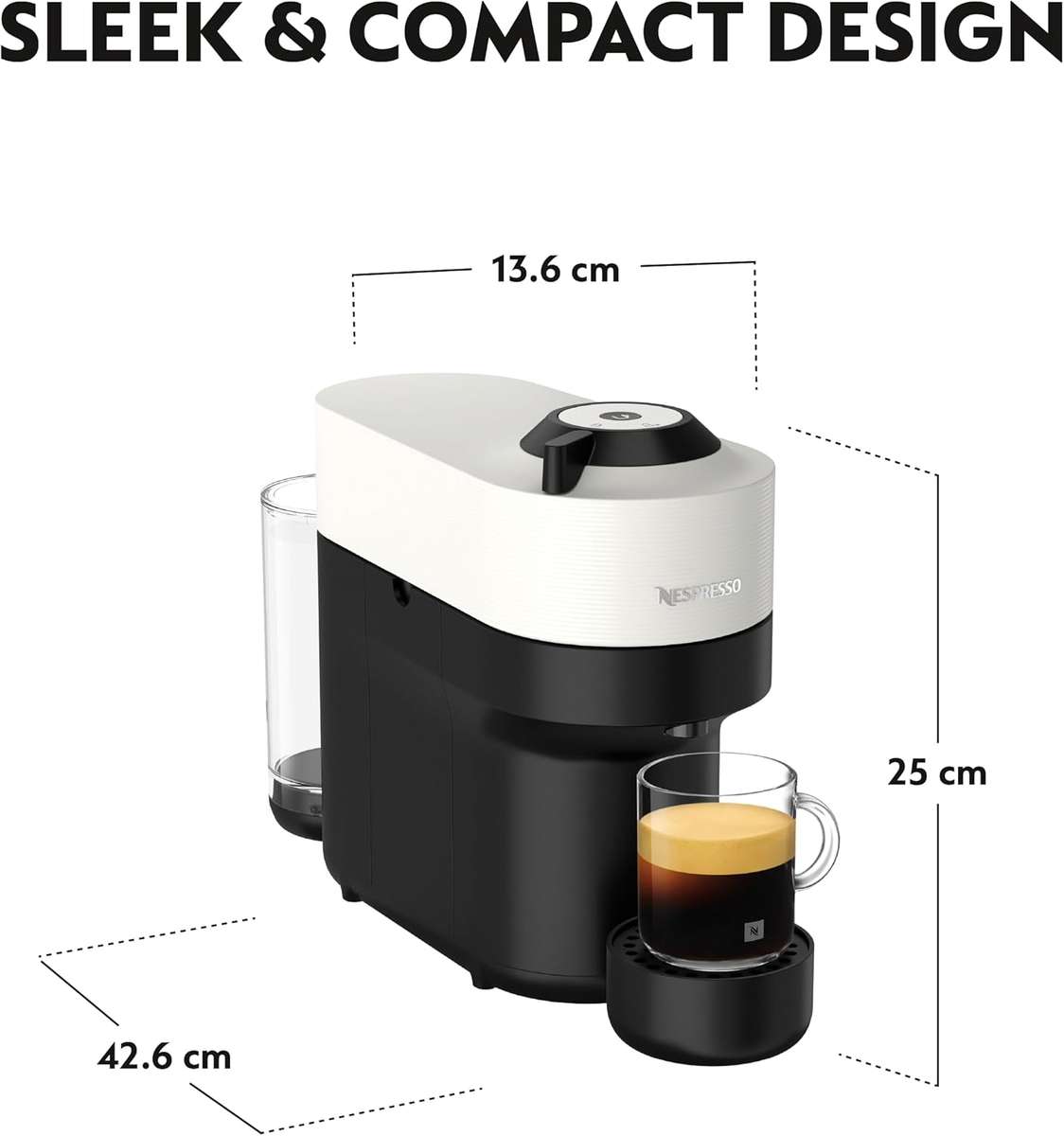 Nespresso Vertuo Pop Coffee Machine with 10 Sleeves of Nespresso Coffee (+-100 Pods) | Coconut White