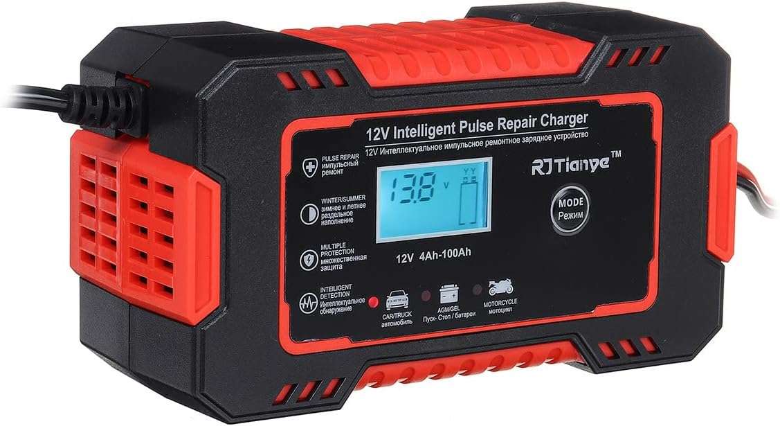 12V 6A Battery charger Intelligent Pulse Repair LCD Display Battery Charger 12 Volts 6 Amps 2-100AH