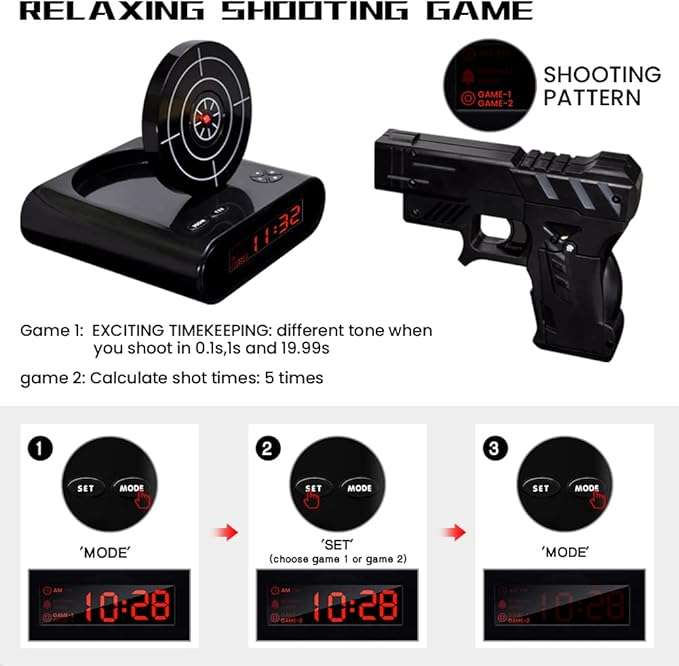 Lock N' Load Gun Alarm Clock Target Alarm Clock Creative Clock