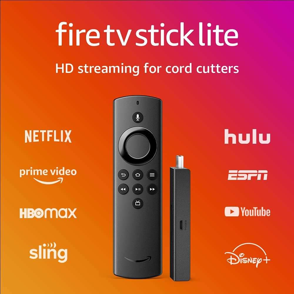 Fire TV Stick Lite with Alexa Voice Remote Lite (no TV controls), HD streaming device