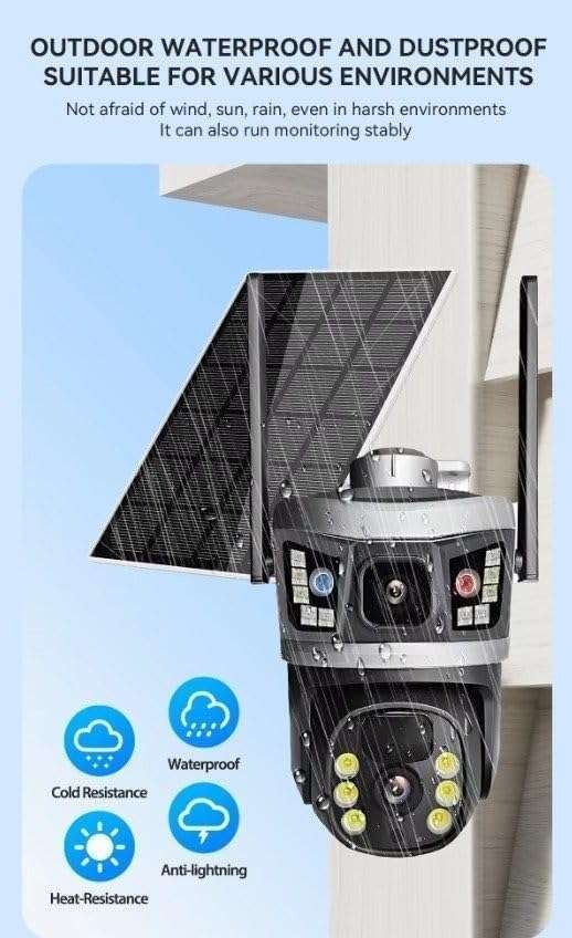 Dual Lens 2 Screens 4G Solar Powered Security Camera
