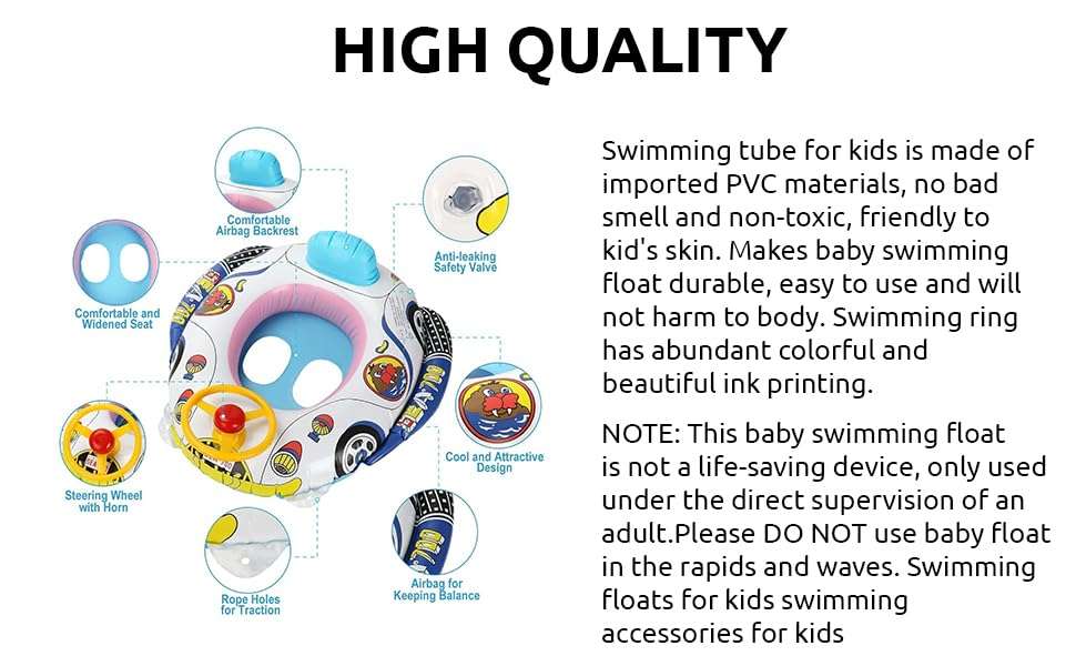 Swimming Boat,Tube for Kids Safe Anti-flip Inflatable Floats Kids Ring Baby,Pool Swim Floatation Bel