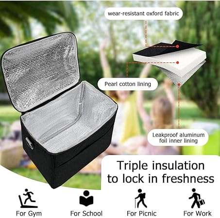 Thermal Foil Insulated Square Lunch Cooler Bag -With Strap