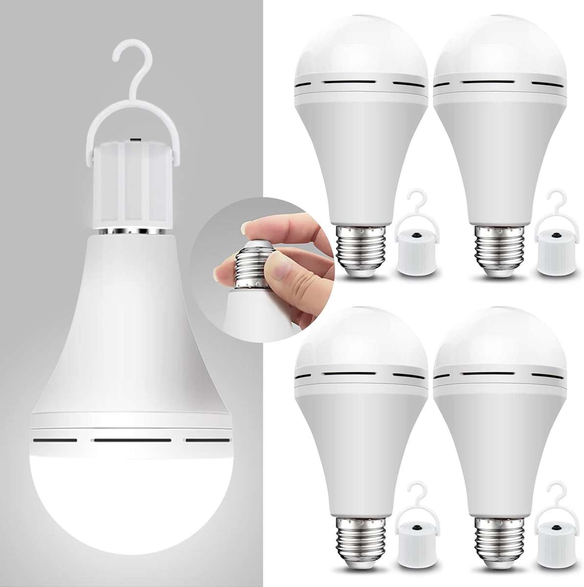 Rechargeable 7W E27 Emergency LED Bulb with Battery (ES7WE27) Pack of 4 Units