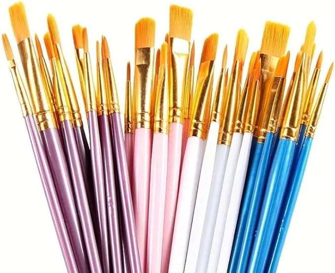 Nylon Paint Brushes- set of 10 (Ice Cream Pink)