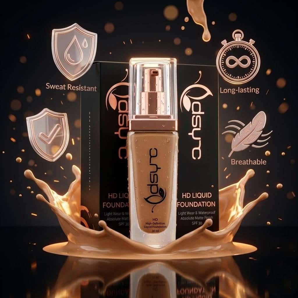 Dsync HD Liquid Foundation 30ml LUSA | SPF 30, 16hr Wear, Full Coverage Matte | Medium to Deep