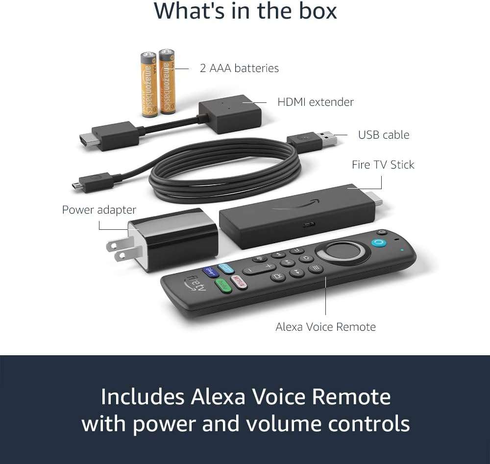 Fire TV Stick with Alexa Voice Remote (includes TV controls), HD streaming device